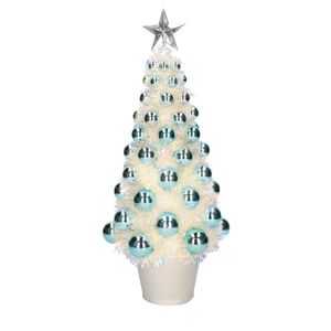 Kunstkerstboom compleet met lichtjes en ballen blauw 40 cm   -