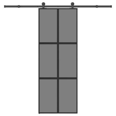 Schuifdeur met beslag 76x205 cm gehard glas en aluminium