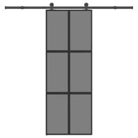 Schuifdeur met beslag 76x205 cm gehard glas en aluminium