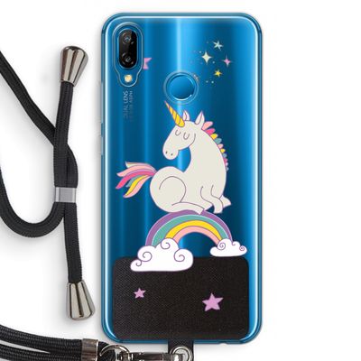 Regenboog eenhoorn: Huawei P20 Lite Transparant Hoesje met koord