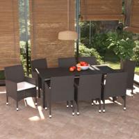 9-delige Tuinset met kussens poly rattan bruin