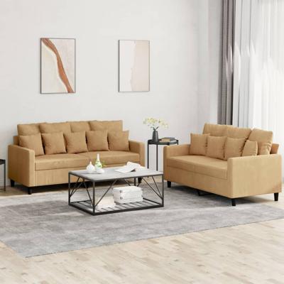 2-delige Loungeset met kussens fluweel bruin