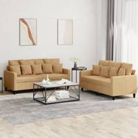 2-delige Loungeset met kussens fluweel bruin