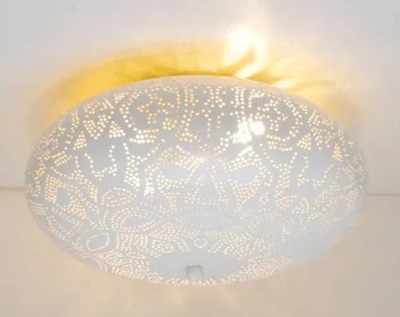 Plafondlamp wit goud &apos;Jules&apos; Oosters filigrain e27 rond 25 cm