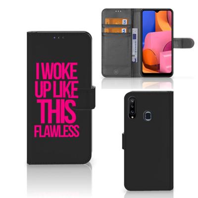 Samsung Galaxy A20s Hoesje met naam Woke Up - Origineel Cadeau Zelf Maken