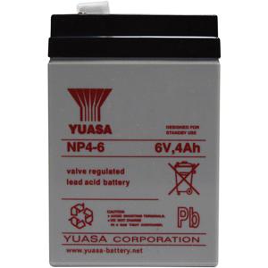 Yuasa NP4-6 Loodaccu 6 V 4 Ah Loodvlies (AGM) (b x h x d) 70 x 106 x 47 mm Kabelschoen 4.8 mm Onderhoudsvrij