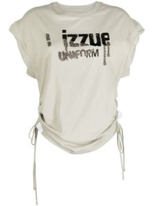 izzue t-shirt en coton à logo strassé - Gris