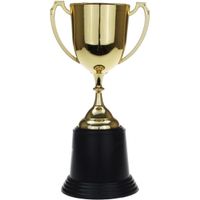 Gouden trofee/prijs beker met oren 22 cm - thumbnail