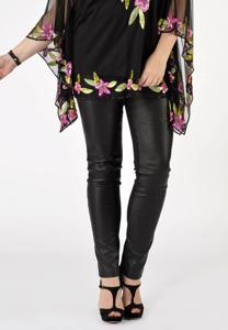 Yoek Legging half stretch leer | Zwart | Maat 46