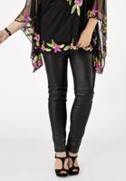 Yoek Legging half stretch leer | Zwart | Maat 42