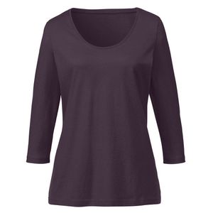 Shirt met 3/4-mouw van bio-katoen, aubergine Maat: 40