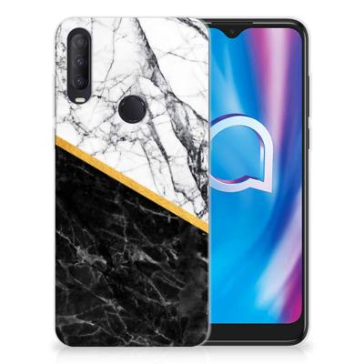 Alcatel 1S (2020) | TPU | Siliconen hoesje | Marmer Wit Zwart - Origineel Cadeau Man