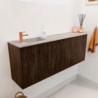 Toiletmeubel Mondiaz Joya Dlux | 111.6 cm | Meubelkleur Walnut | Faye wastafel Glace Wasbak Links | 1 kraangat