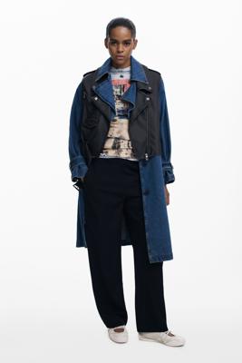 Afneembare denim trenchcoat - BLUE - XL