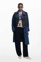 Afneembare denim trenchcoat - BLUE - M