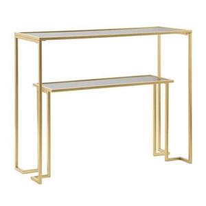 Mauro Ferretti Level Console met metalen plank en glas goud