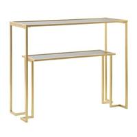 Mauro Ferretti Level Console met metalen plank en glas goud