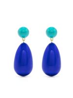 Eshvi boucles d'oreilles pendantes à modèle bicolore - Bleu