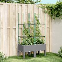VidaXL Plantenbak met latwerk 80x40x142,5 cm polypropeen lichtgrijs