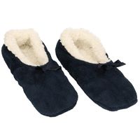 Lage dames sloffen/pantoffels marine blauw maat 37-39 - thumbnail