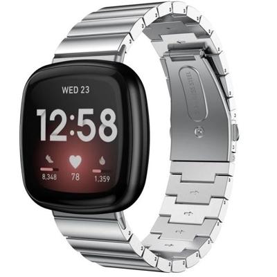 Fitbit Versa 3 / Sense Stalen Schakel Band - Zilver Fitbit Versa 3 / Sense Stalen Schakel Band - Zilver
