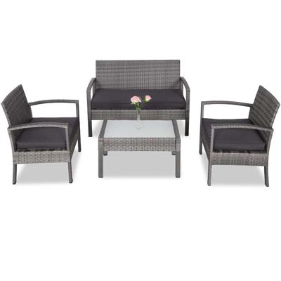 Polyrattan Tuinzitgroep 4-delig. Grijs/Antraciet
