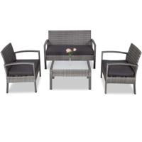 Polyrattan Tuinzitgroep 4-delig. Grijs/Antraciet