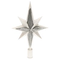 Decoris piek - ster vorm - kunststof - wit/zilver - 2,5 cm   -