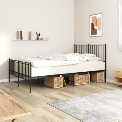 Bedframe met hoofd- en voeteneinde metaal zwart 120x190 cm