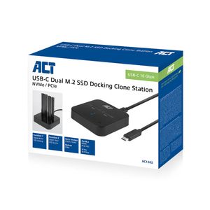 ACT Connectivity M.2 NVMe/PCIe dual SSD docking clone station, USB-C 3.2 Gen2 dockingstation