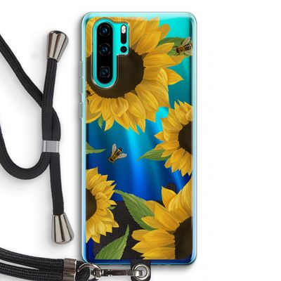 Sunflower and bees: Huawei P30 Pro Transparant Hoesje met koord