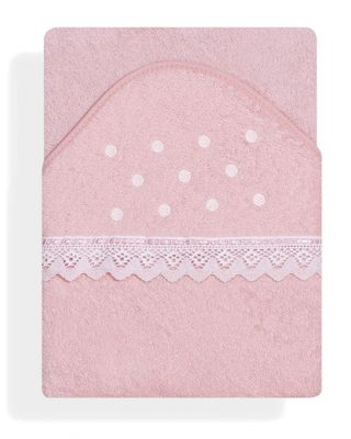 Interbaby badcape Stippen junior 100 cm katoen