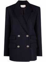 Alexander McQueen blazer croisé en laine mélangée - Bleu