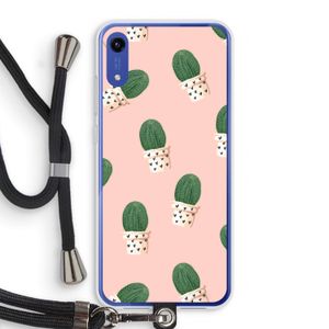 Cactusprint roze: Honor Play 8A Transparant Hoesje met koord