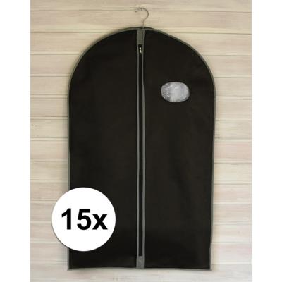 Beschermhoes voor kleding - 15x - zwart - 100 cm - met rits - op reis/thuis
