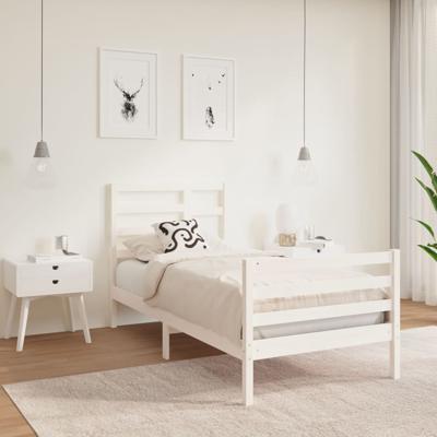 Bedframe massief hout wit 90x190 cm