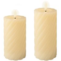 Luxe LED kaarsen/stompkaarsen - set 2x st - creme wit - D7,5 - met timer