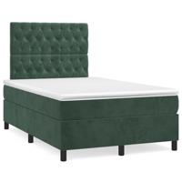 Boxspring met matras fluweel donkergroen 120x190 cm Boxspring met matras fluweel donkergroen 120x190 cm