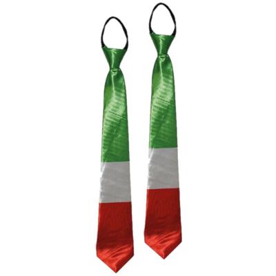 Verkleed stropdas Italiaanse vlag kleuren - 2x stuks - Landen thema supporters verkleed accessoires