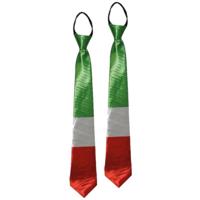 Verkleed stropdas Italiaanse vlag kleuren - 2x stuks - Landen thema supporters verkleed accessoires
