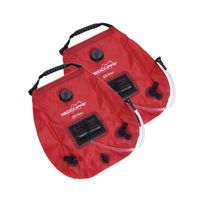 2x stuks mobiele camping douche waterzakken 20 liter rood