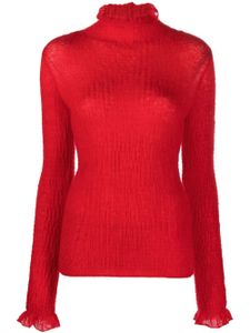 Ferragamo pull nervuré à col roulé - Rouge