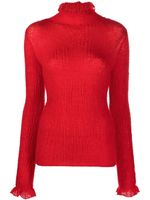 Ferragamo pull nervuré à col roulé - Rouge