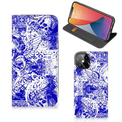 Mobiel BookCase iPhone 12 Pro Max Angel Skull Blauw