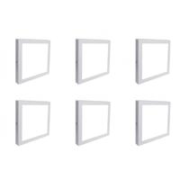 LED Downlight Vierkant 18W - Set van 6 - Helder Wit 6000K - Mat Wit