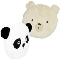 Dieren sierkussens kinderkamer - ijsbeer en panda beer - 30/27 cm - polyester