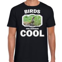 T-shirt birds are serious cool zwart heren - vogels/ groene specht shirt 2XL  -