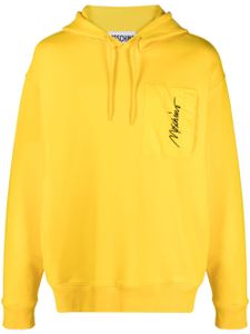 Moschino logo-embroidered cotton blend hoodie - Jaune