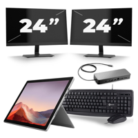 Microsoft Surface Pro 7 - Intel Core i5-10e Generatie - 12 inch - 8GB RAM - 256GB SSD - Windows 11 Home + 2x 24 inch Monitor