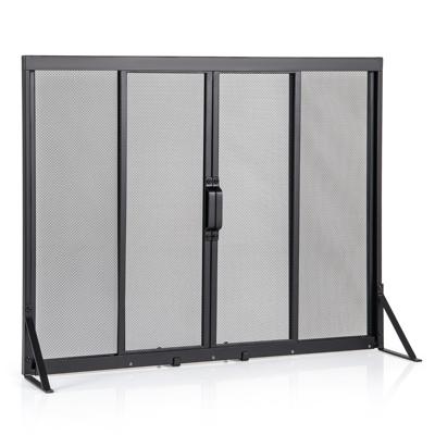 Kaminbescherming met Schuifdeuren Vrijstaande Haardveiligheid met Driehoekig Steunframe 89 x 72 cm
